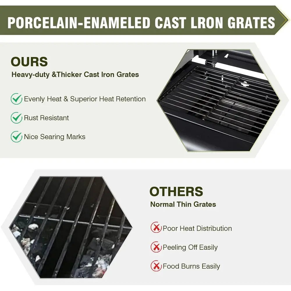 Propane and Charcoal Grill Combo with Dual Lids