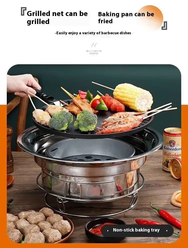 Japanese Korean Stainless Steel BBQ Round Grill