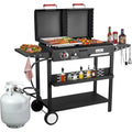 Propane and Charcoal Grill Combo with Dual Lids