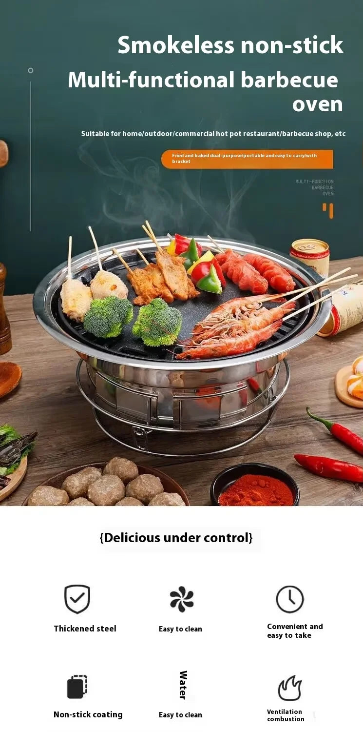 Japanese Korean Stainless Steel BBQ Round Grill