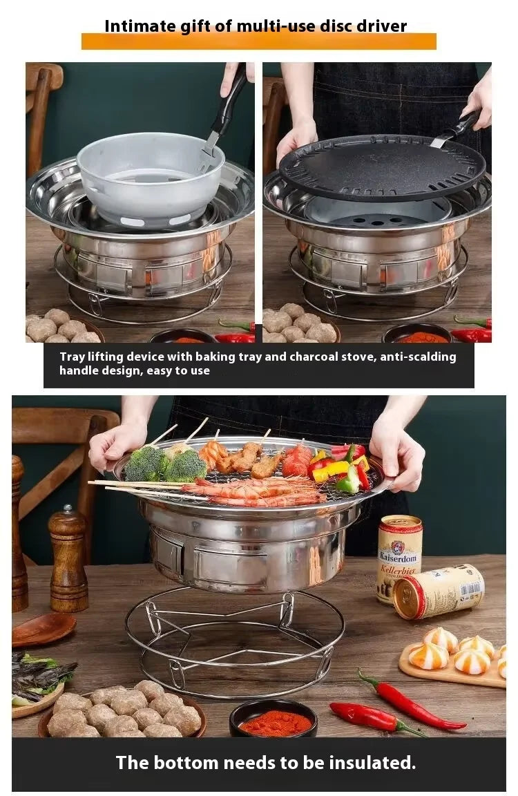 Japanese Korean Stainless Steel BBQ Round Grill