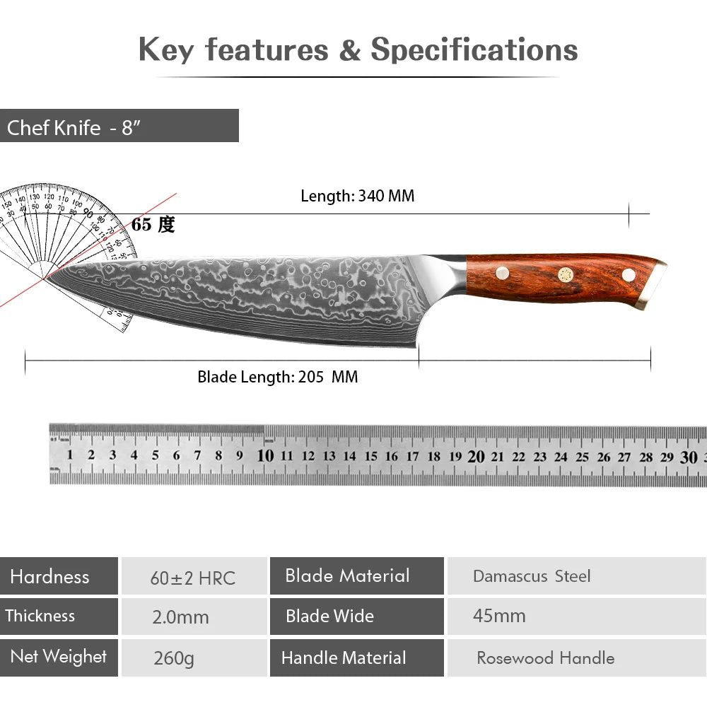 Professional Damascus Steel Japanese Chef Knife