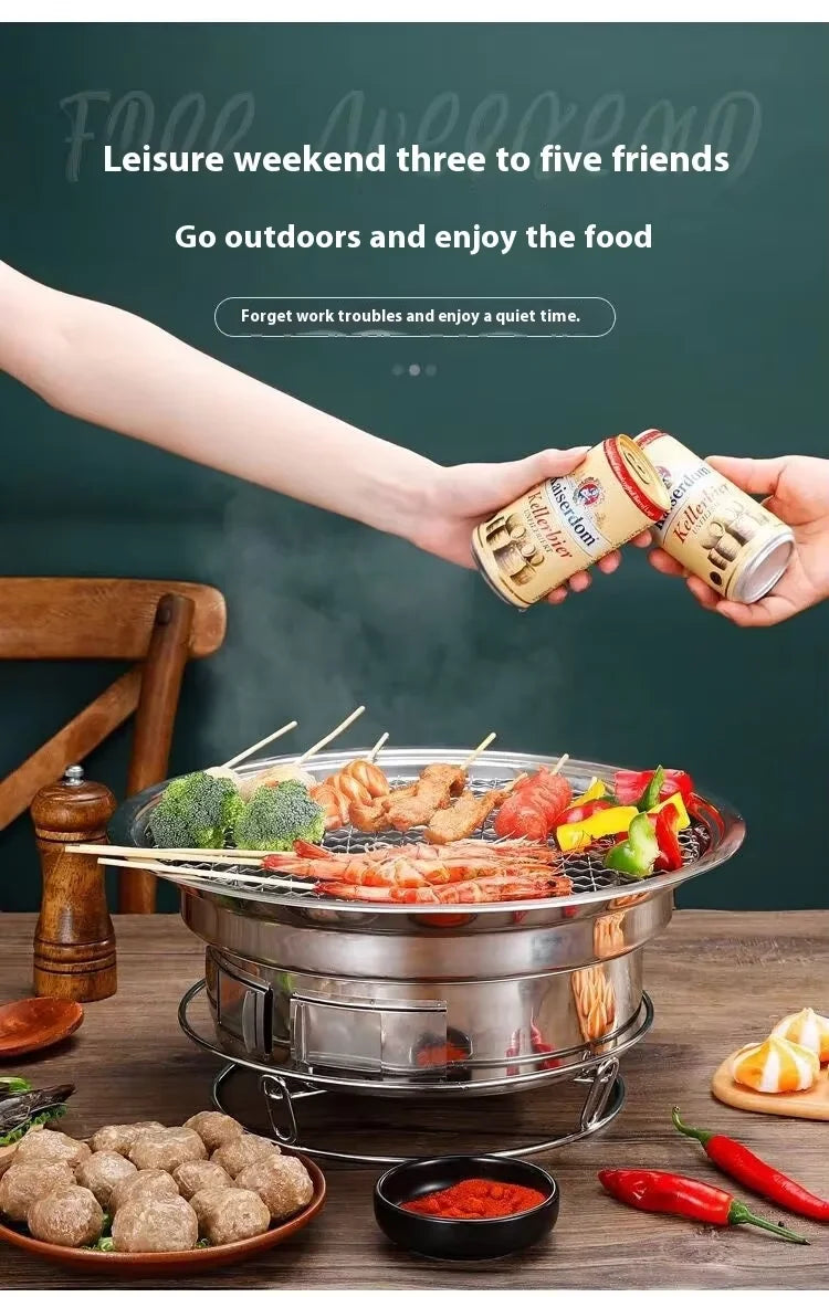 Japanese Korean Stainless Steel BBQ Round Grill