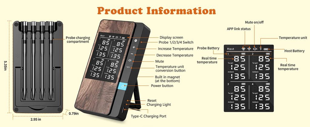 Wireless Digital Bluetooth Meat Thermometer