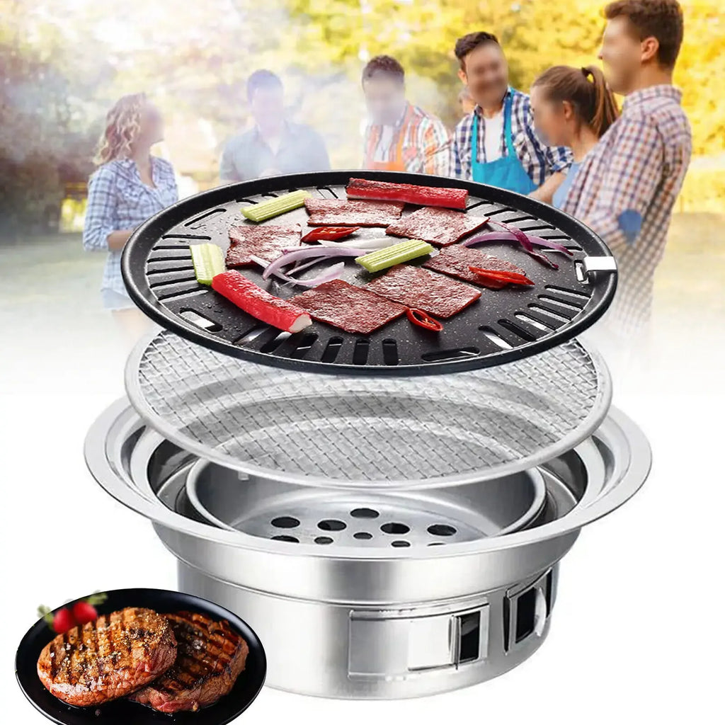 Japanese Korean Stainless Steel BBQ Round Grill