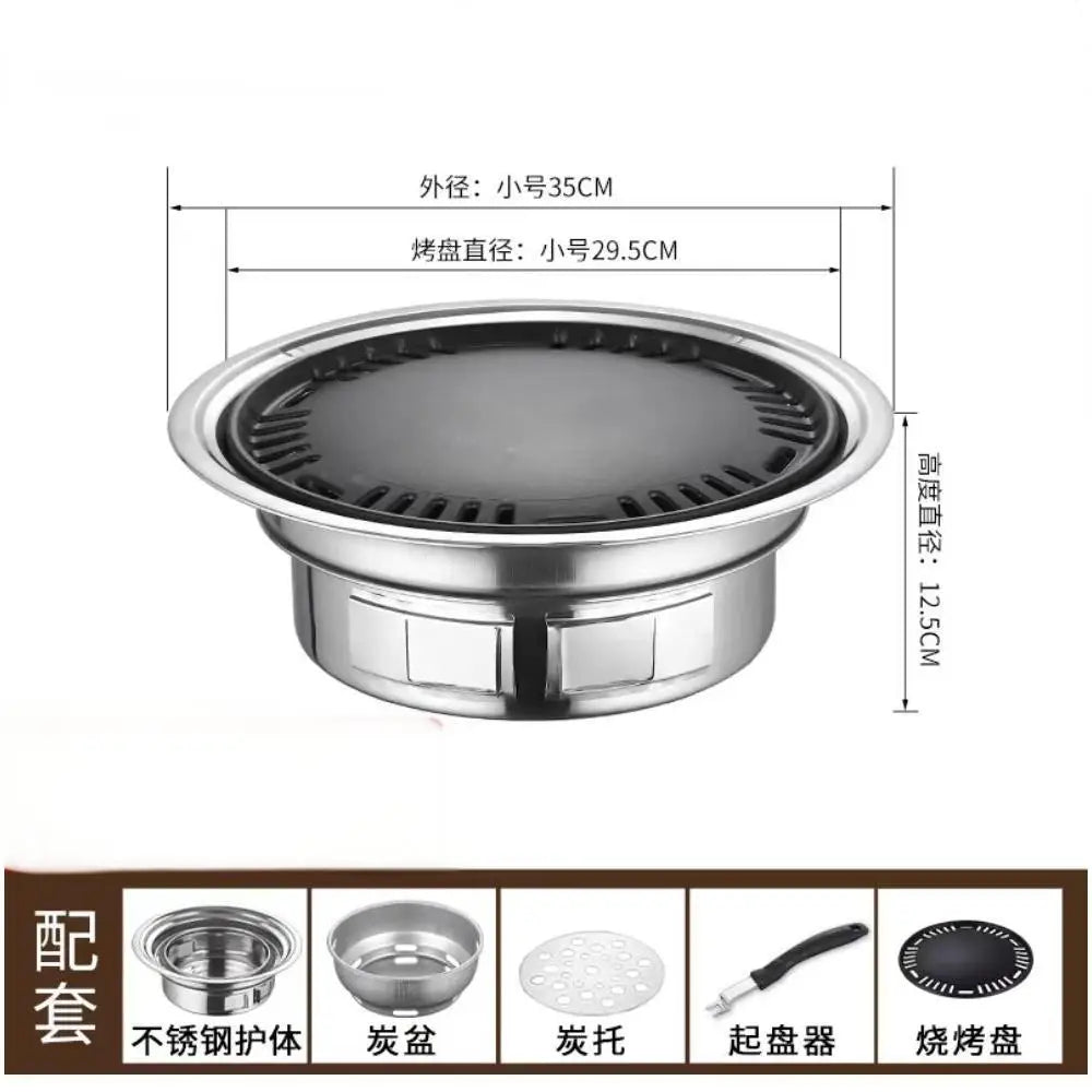 Japanese Korean Stainless Steel BBQ Round Grill