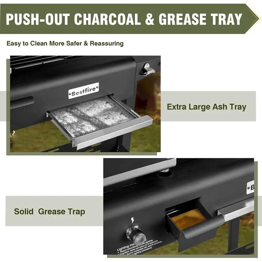 Propane and Charcoal Grill Combo with Dual Lids