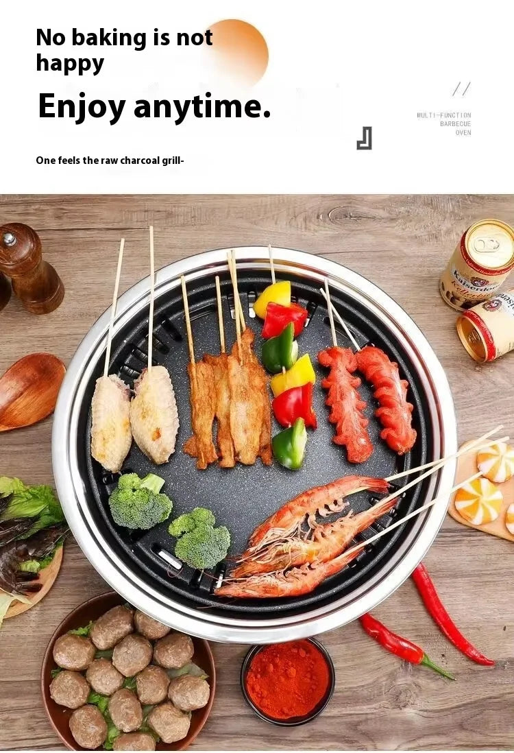 Japanese Korean Stainless Steel BBQ Round Grill