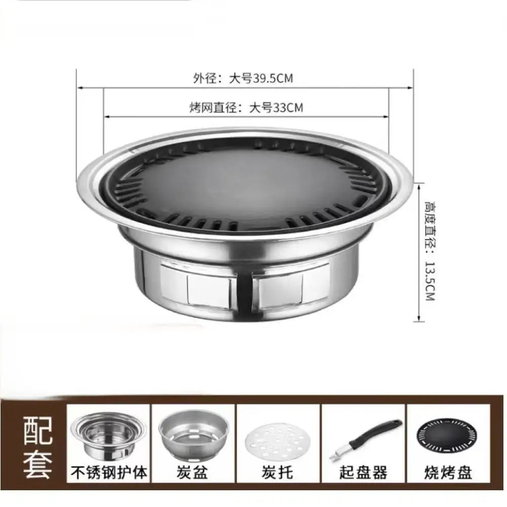 Japanese Korean Stainless Steel BBQ Round Grill
