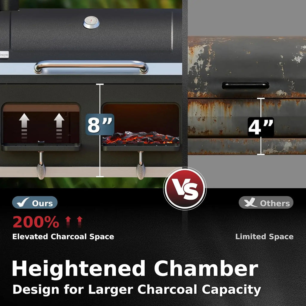 2-in-1 Charcoal Grill & Smoker Combo