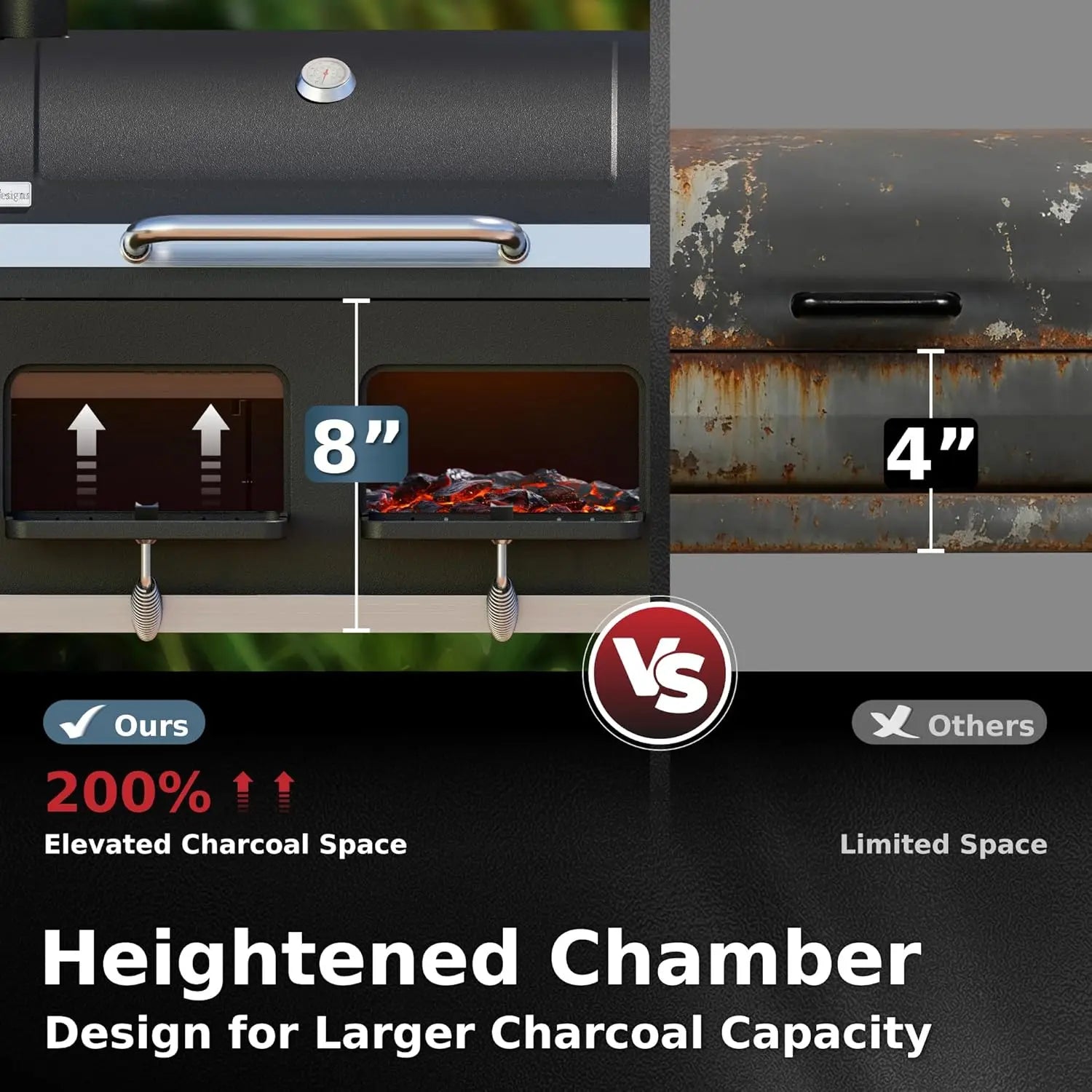 2-in-1 Charcoal Grill & Smoker Combo