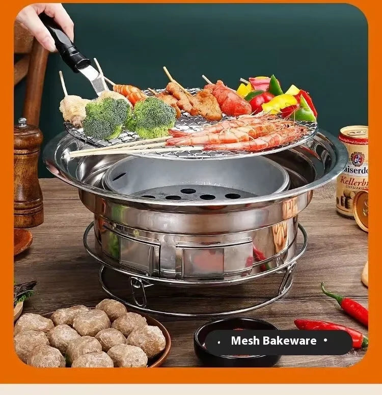 Japanese Korean Stainless Steel BBQ Round Grill