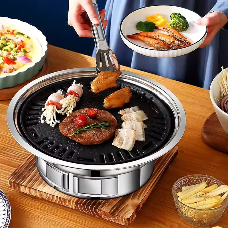 Japanese Korean Stainless Steel BBQ Round Grill