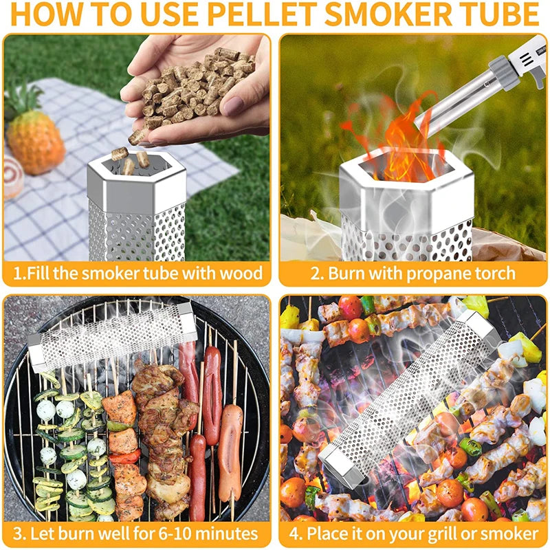 LMETJMA 12-Inch Pellet Smoker Tube Set