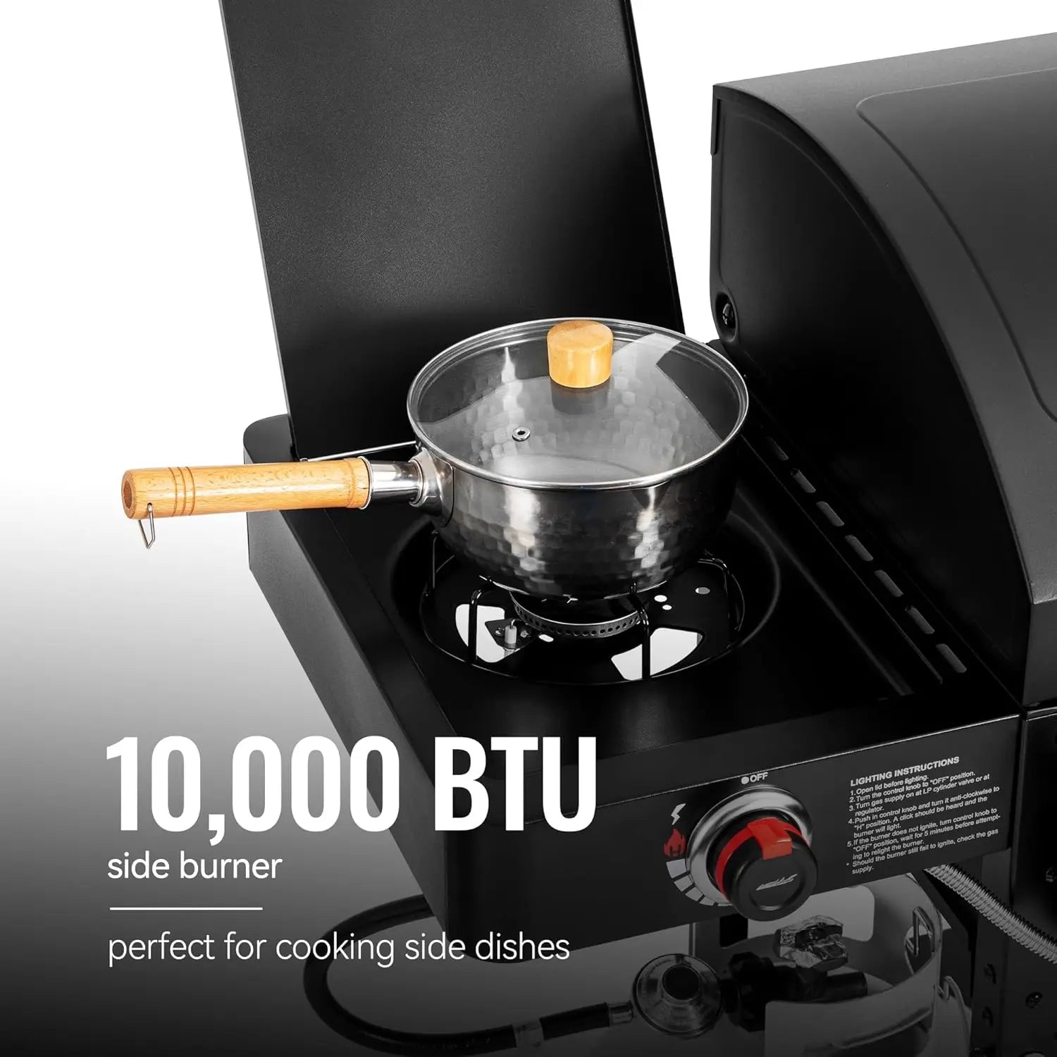 2-Burner Gas & Charcoal Combo Grill with Offset Smoker and Side Burner