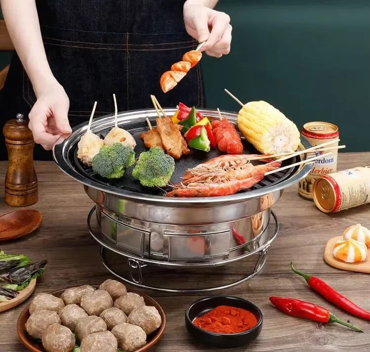 Japanese Korean Stainless Steel BBQ Round Grill